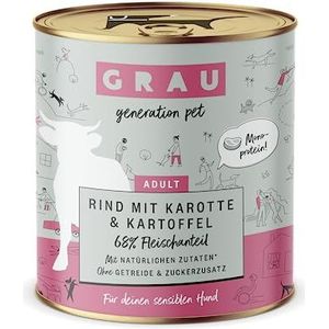 GRAU - het origineel - Natvoer voor honden - Rundvlees met wortel & aardappel, 6 verpakking (6 x 800 g), monoproteïne, graanvrij, voor gevoelige volwassen honden