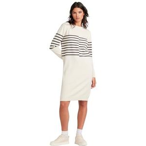 G-Star RAW Gebroken gestreepte gebreide jurk voor dames, casual jurk, beige (antiek wit D24515-d563-g286), S