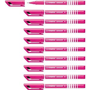 Fineliner met meeverende schrijfpunt - STABILO SENSOR M - medium - 10 stuks - roze