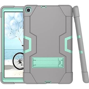 Samsung Tabs6 Lite10.4 (2020) (SH-P610/P615)/Tab S6 Lite 10.4 P613/P619 2022 hoes met kickstand, duurzame harde hybride beschermhoes van hard hybride (grijs+aqua)