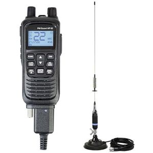 PNI Escort HP 82 draagbare CB-radiostation, 4 W, 12 V, AM-FM en PNI S75 CB-antenne, 75 cm, incl. magneet