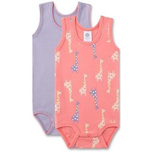 Sanetta Body mouwloos (dubbelpak) roze & paars | Hoogwaardige en duurzame body voor meisjes van biologisch katoen. Inhoud: 2-delige set babybody, roze, 92
