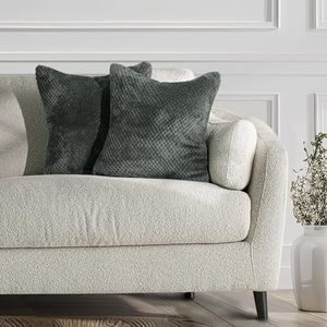 QINGLOU 2 stuks luxe home decoratieve super zachte pluche kussenslopen kussenslopen voor woonkamer, slaapkamer, bank (grijs, 45 x 45 cm