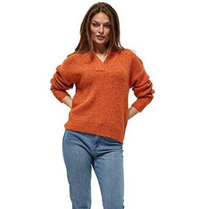 Peppercorn Dames Penelope V-hals Pullover Sweater, Abrikoos Oranje Gemeleerd, XXL