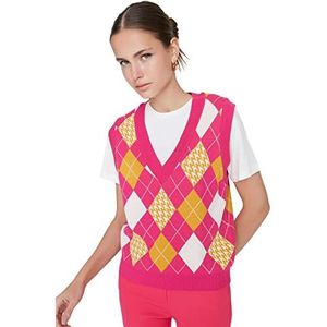 TRENDYOL Jacquard Knitwear Sweater, voor dames, fuchsia, maat S, fuchsia, S