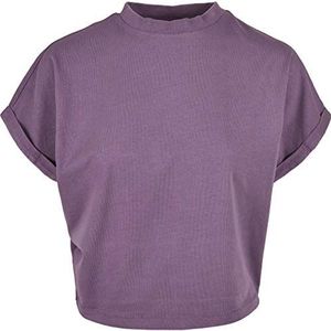 Urban Classics Dames T-shirt Ladies Short Pigment Dye Cut On Sleeve Tee, Top voor vrouwen in vele kleuren, maten XS - 5XL, Duskviolet, 3XL