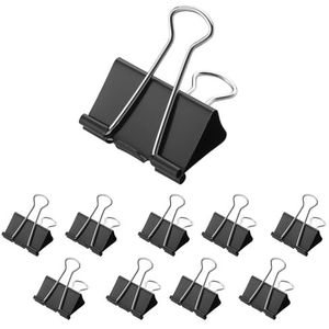 Westcott Foldback E-10715 00 Klemmen, 50 mm, zwart, 12 stuks, set van 12 metalen klemmen voor documenten, stabiele en herbruikbare papierklemmen, 50 mm klemmen voor kantoor en huishouden, zwart