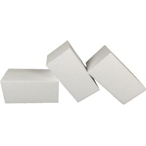 DecoPorex Schuimblokken voor knutselwerk, vierkant, van geëxpandeerd polystyreen voor kunst en handwerk, natuurlijk wit (10 x 10 x 20 cm)