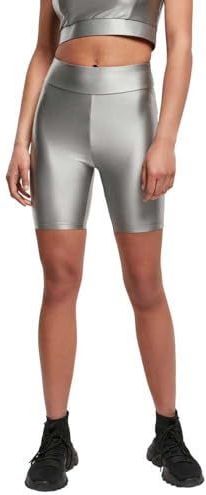 Urban Classics Ladies Highwaist Shiny Metallic Cycle Shorts darksilver 5XL