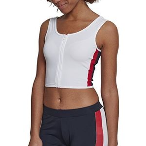 Urban Classics Dames Side Stripe Cropped Zip Top, meerkleurig (White/Firered/Navy 01303), S