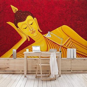 Apalis Vliesbehang Taipei Boeddha fotobehang breed | vliesbehang wandbehang foto 3D fotobehang voor slaapkamer woonkamer keuken | rood, 94828