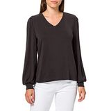 OBJECT Dames OBJANNIE L/S V-hals Top Noos Blouse, zwart, XS