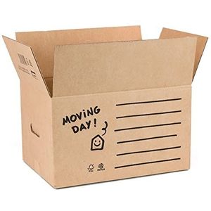 ONLY BOXES Verhuisdozen, verpakking van 10 stuks, 43 x 30 x 25 cm, voor verhuizing en opslag, met handgrepen, organizer-dozen
