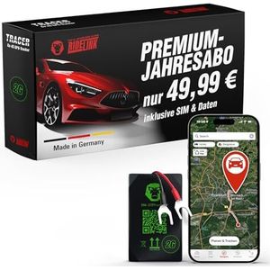 RideLink Tracer Go 2G GPS-tracker voor auto, motorfiets, vrachtwagen, peilzender met simkaart, real-time live tracking en diefstalmelder, inclusief navigatie, IP54 waterdicht, Duitse ondersteuning