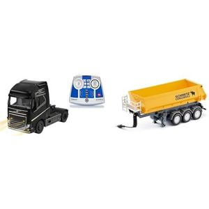 siku 6737 Volvo FH16 with Bluetooth App Remote Control, Black & siku 6734 Control 3-Axled Tipping semi-Trailer, Yellow