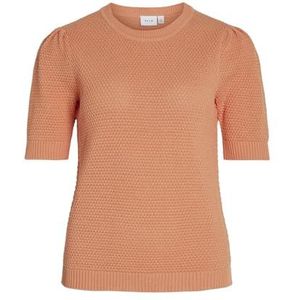 Vila Vidalo O-Neck S/S Knit Top-Noos T-shirt voor dames, Shell Coral., L