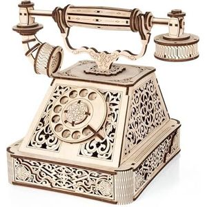 EWA Eco-Wood-Art - RETRO TELEFOON - Houten mechanisch 3D puzzel - Puzzel voor volwassenen en tieners, 14+ - Lijmloze zelfassemblage - 232 stukjes