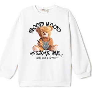 Koton Girls Crew Neck Long Sleeve Animal Printed Sweatshirt, ecru(010), 7-8 Jahre