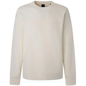 Hackett London Sweatshirt met ronde hals voor heren, Beige (Ecru), XXL