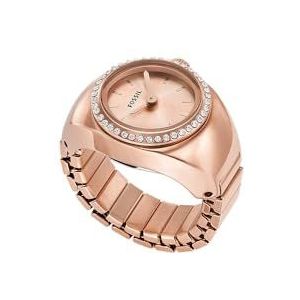 Fossil horloge ring voor dames, Quartz uurwerk met roestvrij stalen horlogebandje, Tint roségoud