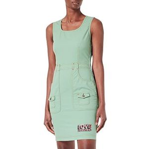 Love Moschino Dames tube stretch fancy katoen linnen jurk, groen, 40