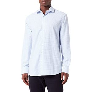 Hackett London Heren Strch Flannel Grid CK Shirt, wit/blauw, 38