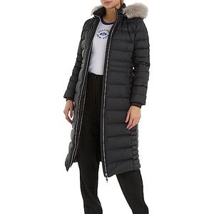 Tommy Hilfiger TYRA DOWN MAXI MET FUR, Zwart, XXS