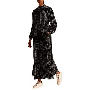 Superdry Skylar Maxi Casual Jurk voor dames, Black Dot, 38