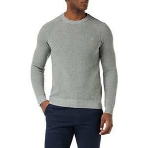 Hackett London Men's Mouline Crew Sweater Sweater, grijs/Ecru, L