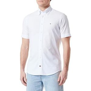 Tommy Hilfiger Heren Cl-W Oxford Solid Shirt S/S Overhemden, Wit, 38W, Optisch wit/optisch wit, 36 NL