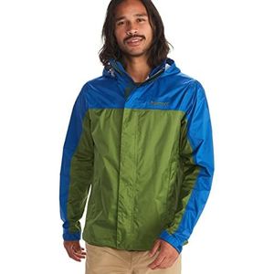 Marmot Heren PreCip Eco jas, waterdichte jas, lichtgewicht regenjas met capuchon, winddichte regenjas, ademende windjack, ideaal voor hardlopen en wandelen, bladeren/donker azuur, XXL