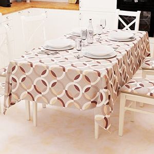 PETTI Artigiani Italiani - Tafelkleed, tafelkleed, tafelkleed voor de keuken van katoen, motief cirkel beige X24 pleinen (140 x 450 cm) 100% Made in Italy