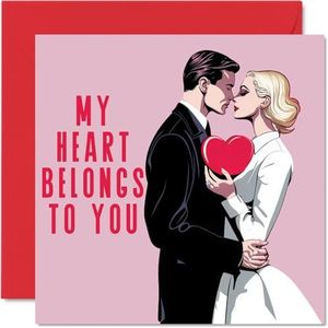 Leuke verjaardagskaart voor hem haar - My Heart Belongs To You - Valentijnsdag verjaardagskaart vriend vriendin echtgenoot vrouw partner, 145 mm x 145 mm romantische wenskaarten verloofde