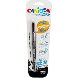 Carioca OOOPS - uitwisbare balpen met warmtegevoelige inkt. Bevat 1 pen. Ideaal voor schrijven, wissen en noteren inclusief rubber. Lijndikte: 0,7 mm. Kleur: zwart.