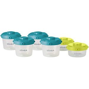 Béaba - Babyvoeding 6-porties set met clip 60 & 120 ml, blauw/neon