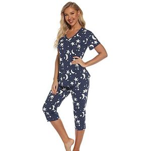 Misscoo Vrouwen Pyjama Set Mouwloze Loungewear Capri Broek voor Vrouwen Dames Meisjes Studenten Katoen Lente Zomer Pyjama Set Nachtkleding, # 12, M