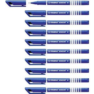 Fineliner met meeverende schrijfpunt - STABILO SENSOR M - medium - 10 stuks - blauw
