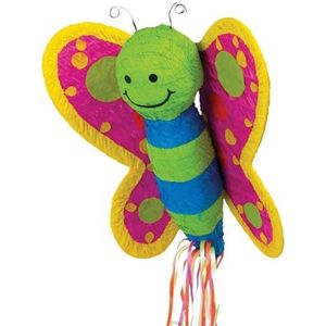 Amscan P39400 Pull-pinata vlinder, 53,3 x 53,3 x 16,5 cm, om te vullen met snoep en confetti, kinderverjaardag
