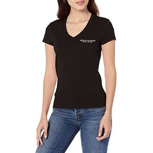 Armani Exchange Dames Milano/New York Logo Slim Fit V-hals T-shirt, zwart, XS