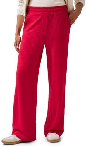 Cecil - Wide Legs - Broek - Rood - Wafelstructuur, Stretch Tailleband, Loose Fit