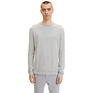 TOM TAILOR Uomini Gebreide trui in structuurmix 1032284, 30193 - Ordinary Grey Melange, L