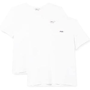 FILA Brod Tee/Double Pack T-shirt voor heren, Helder wit-helder wit., XXL