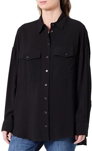 REPLAY Dameshemd met lange mouwen, oversized, zwart 098 (zwart), L