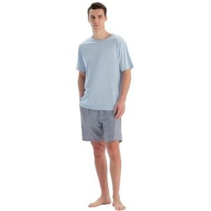 Dagi Light Blue Fashion Gebreide Regular Taille Supreme Korte Leg Korte Mouw Crew Neck T-Shirt & Shorts, Lichtblauw, M, lichtblauw, M