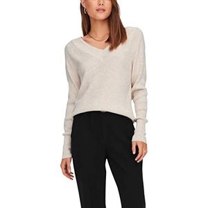 ONLY Dames Onlnew Tessa L/S V-hals KNT Pullover Sweater, Pumice Stone/Detail:Melange, XL