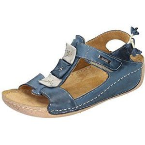 Manitu 910641 Dames T-spangen Sandalen, Blauw Jeans Grijs, 37 EU