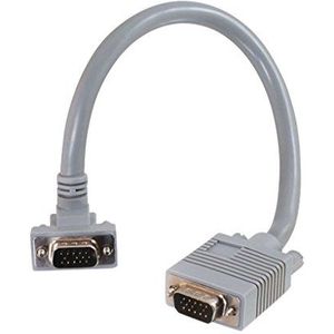 C2G 0,5M Premium HD15 SXGA VGA naar VGA-monitorkabel met 90 graden aansluiting. Mannelijke VGA naar Mannelijke 90 graden VGA Computer Kabel