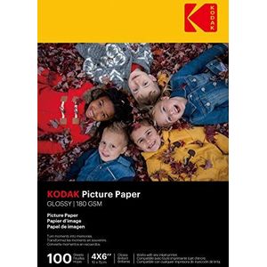 KODAK 9891161: 100 vellen fotopapier 180 g/m², glanzend, A6-formaat (10 x 15 cm), inkjetdruk