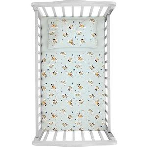 Mickey Mouse, Beddengoedset voor wieg, 100% katoen, babybeddengoed, Disney Micky Mouse, hoeslaken, kussensloop, lichtblauw