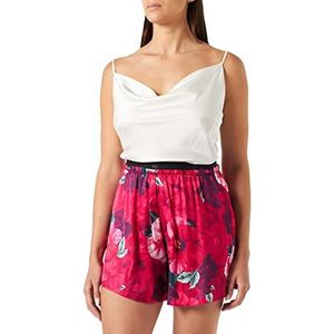 Pinko Frontato shorts satijn print broek voor dames, Yn3_mult.Fuchsia/Roze, XL